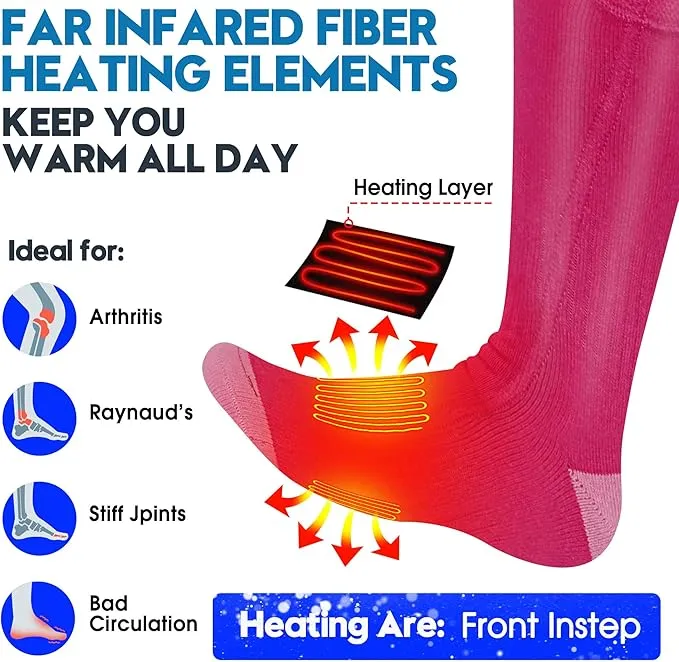 Autocastle Heated Socks, Electric Heated Socks for Men Women, Rechargeable Battery Heating Socks, Winter Warm Thermal Socks, Washable Unisex Foot Warmers for Hunting Camping Skiing Hiking Outdoors
