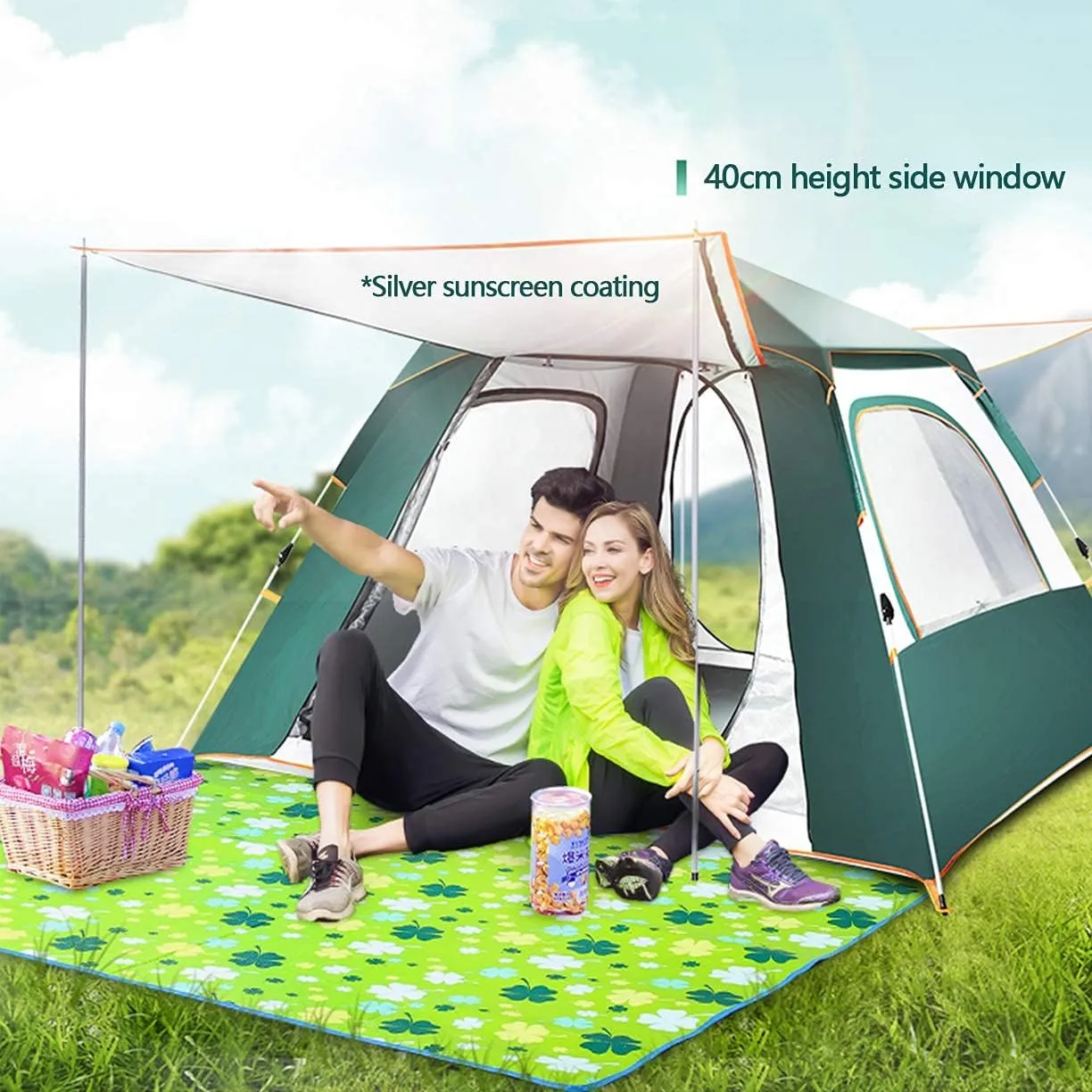 Automatic Dome Tent Canopy, Instant Pop Up Waterproof Tent, 3-8 Person Family Camping Tent for Camping Hiking Travel Outdoor Activities