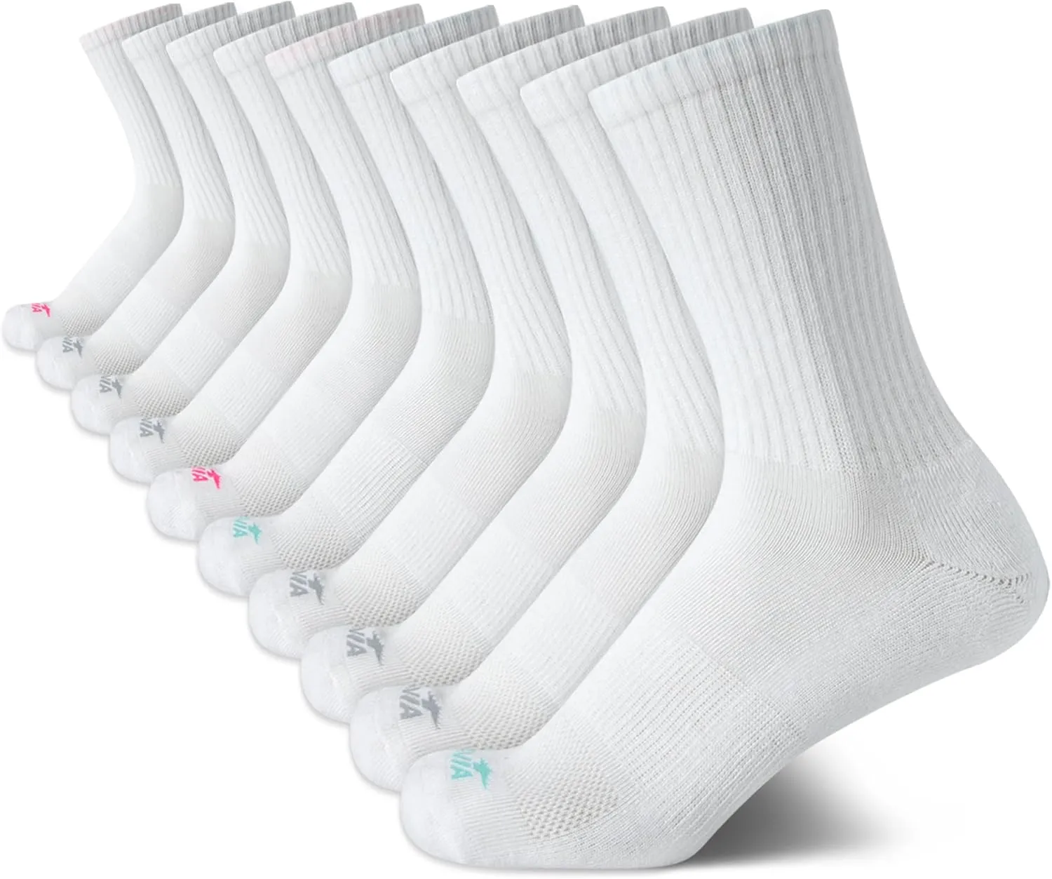 Avia Women's Socks - 10 Pack Performance Cushioned Mid Calf Athletic Crew Socks, Compression Socks for Women, Shoe Size: 4-10
