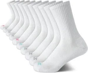 Avia Women's Socks - 10 Pack Performance Cushioned Mid Calf Athletic Crew Socks, Compression Socks for Women, Shoe Size: 4-10