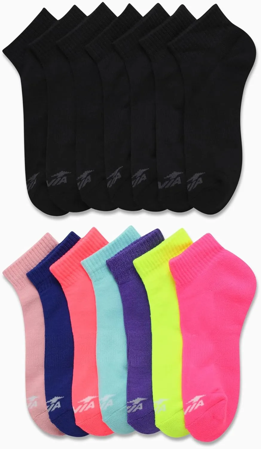 Avia Women's Socks - 14 Pack Comfort Cushion Quarter Cut Ankle Socks - Athletic Socks for Women (Sizes: 4-9, Extended: 9-12)