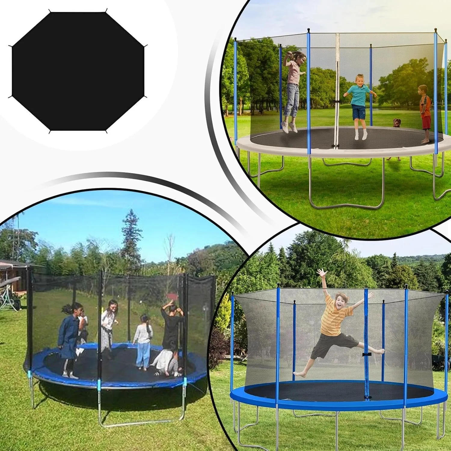 AVSMGP Waterproof Trampoline Canopy Tent Cover, 6Ft 8Ft 10Ft 12Ft 14Ft 16Ft Trampoline Shade Cover Trampoline Top Cover Accessories for Outdoor Easy to Install,Black,16FT/4.88M/12 Pole