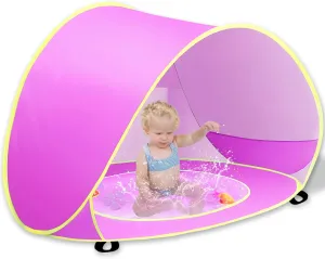 Baby Beach Tent, Baby Pool Tent, Pop Up Beach Tent Sun Shade for Beach, Portable Baby Travel Tent with Mini Pool, Indoor Outdoor Baby Play Tent, UPF 50  UV Protection Sun Shelters (Pink)