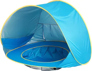 Baby Beach Tent, Pop Up Portable Sun Shelter for Infant & Toddler, Waterproof & 50  UPF UV Protection, Outdoor Kiddie Pools, Kids Beach Shade Tent (Blue)