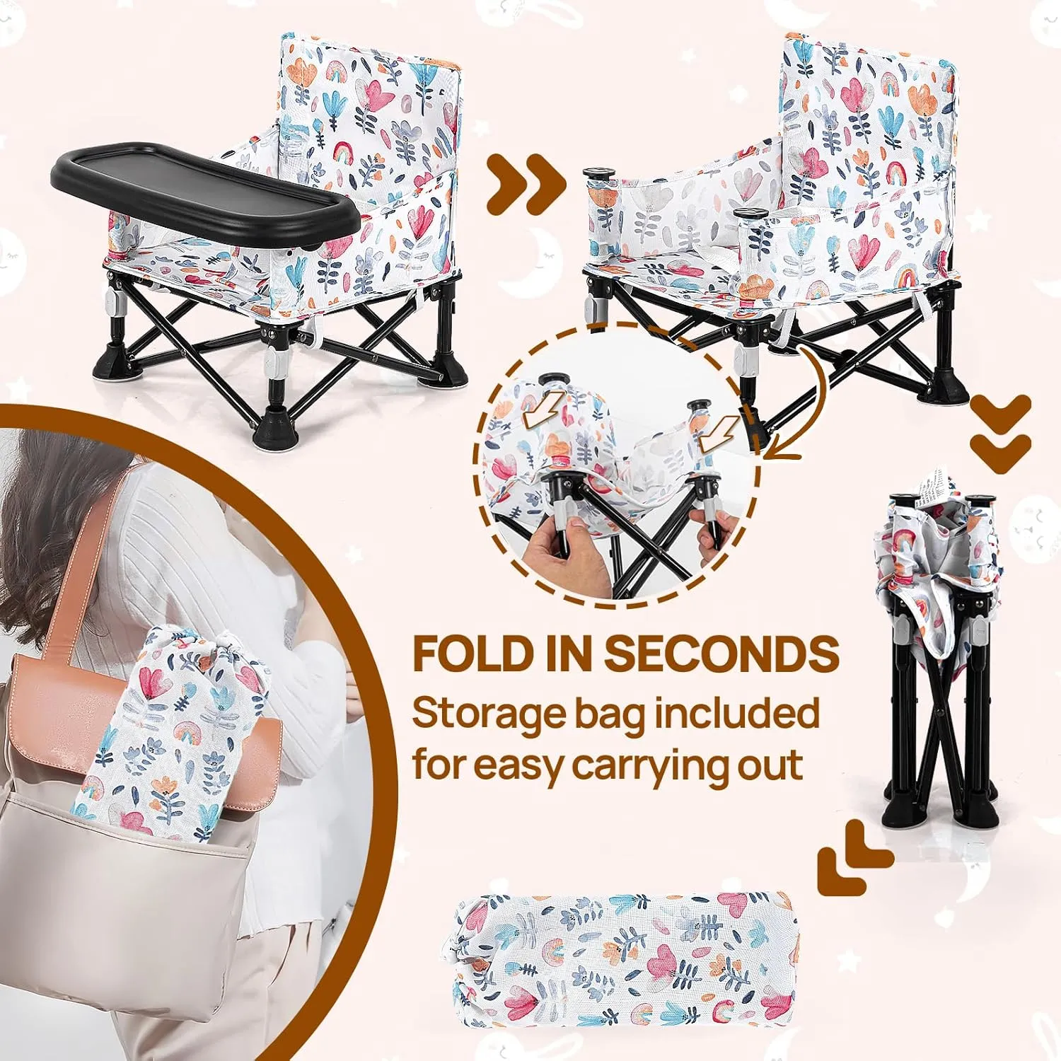 Baby Camping Chair, Booster Seat Travel, Booster Seat for Kitchen Chair