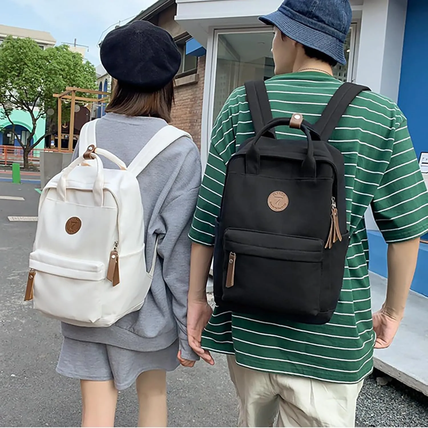 Backpack Men And Women Couples Shoulder Bag Fashion Simple Personality Large Capacity Backpack Rack (Black, One Size)