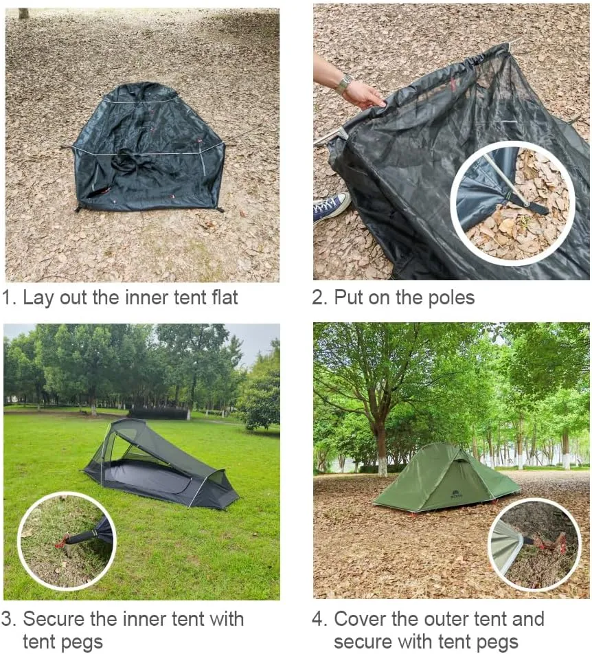 Backpack Tent, Camping Tent, Double Layers Backpacking Tents, Lightweight Hiking Tent with Aluminium Pole for One or Two Person Outdoor Activity