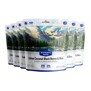 Backpacker's Pantry Cuban Coconut Rice & Black Beans - Freeze Dried Backpacking & Camping Food - Emergency Food - 24 Grams of Protein, Vegan, Gluten-Free - 6 Count