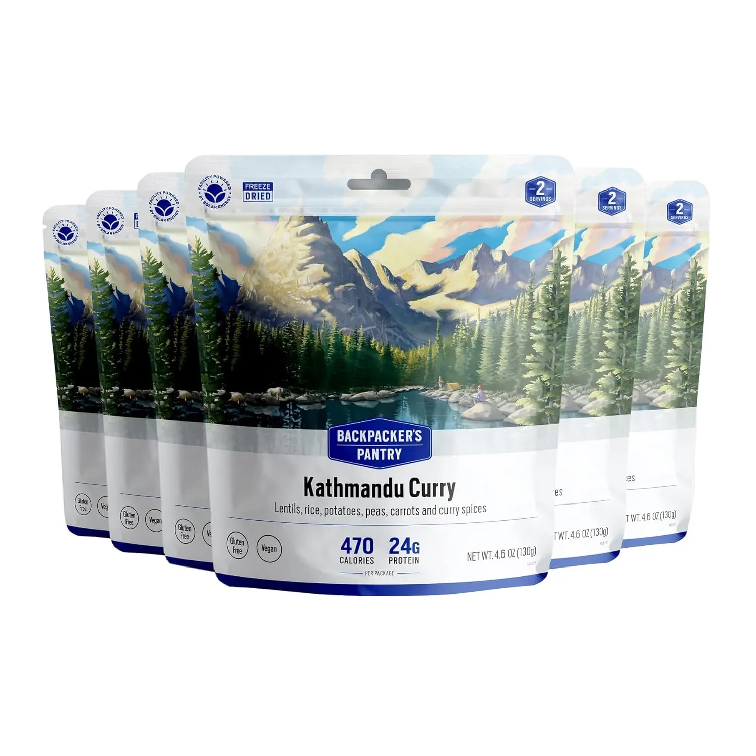 Backpacker's Pantry Kathmandu Curry - Freeze Dried Backpacking & Camping Food - Emergency Food - 24 Grams of Protein, Vegan, Gluten-Free - 6 Count