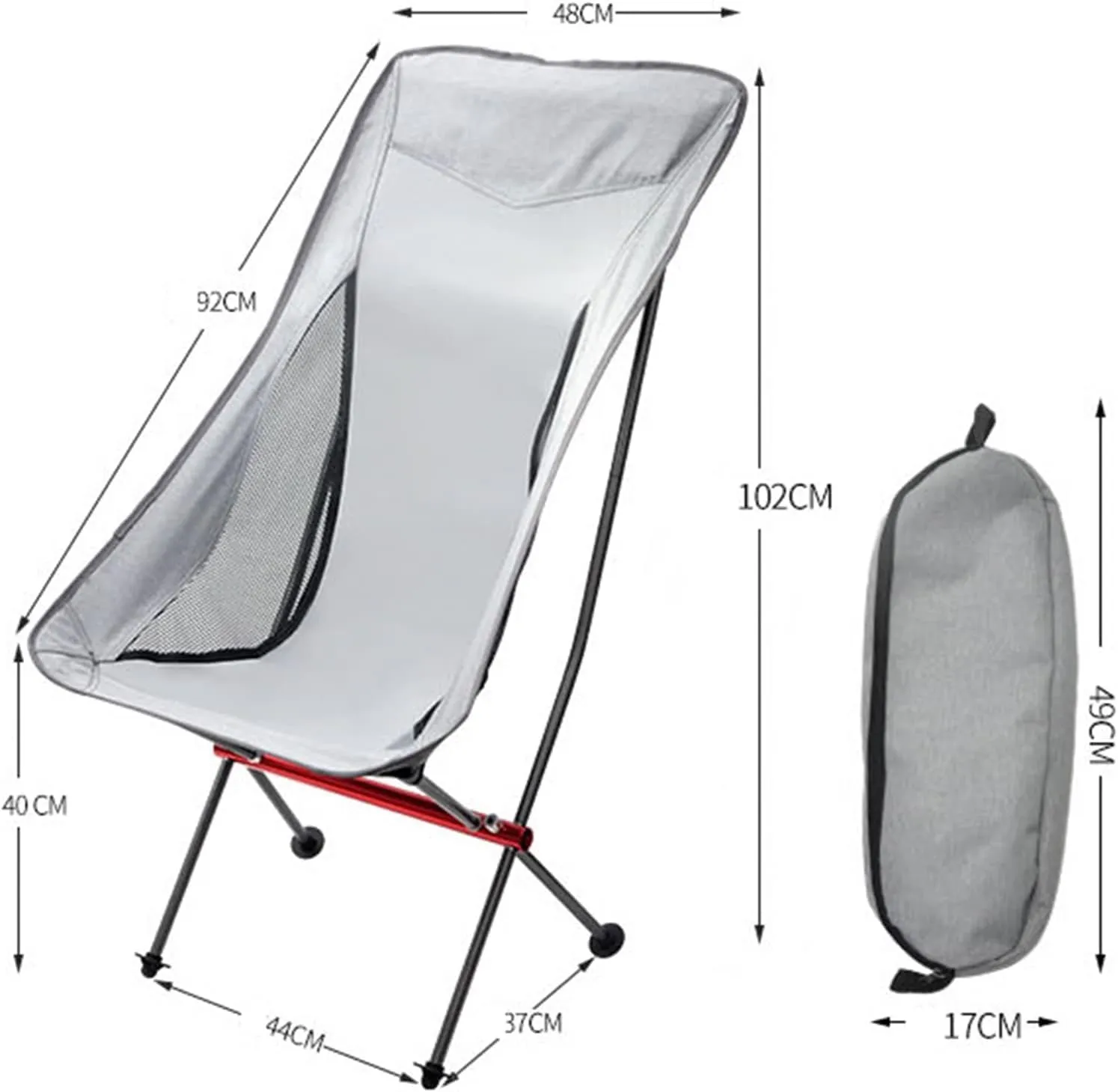 Backpacking Chair Folding with Carrying Bag, Ultra-Light Aluminum Alloy Bracket Camping Chair, Breathable High-Density Mesh Beach Foldable
