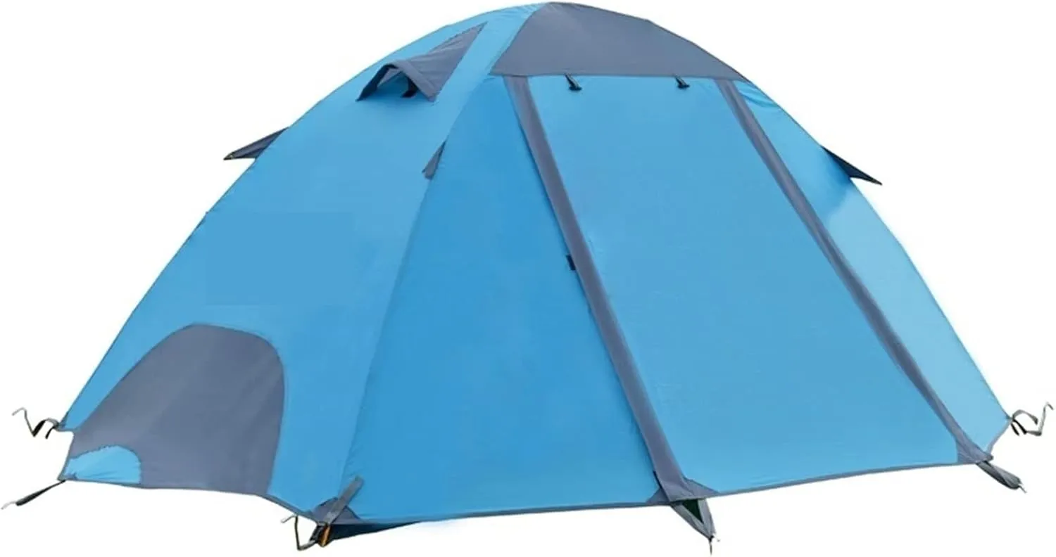 Backpacking Waterproof Camping Tent, Fiberglass Poles Double Layer Instant Setup Tent for Hiking, Blue