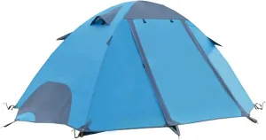Backpacking Waterproof Camping Tent, Fiberglass Poles Double Layer Instant Setup Tent for Hiking, Blue