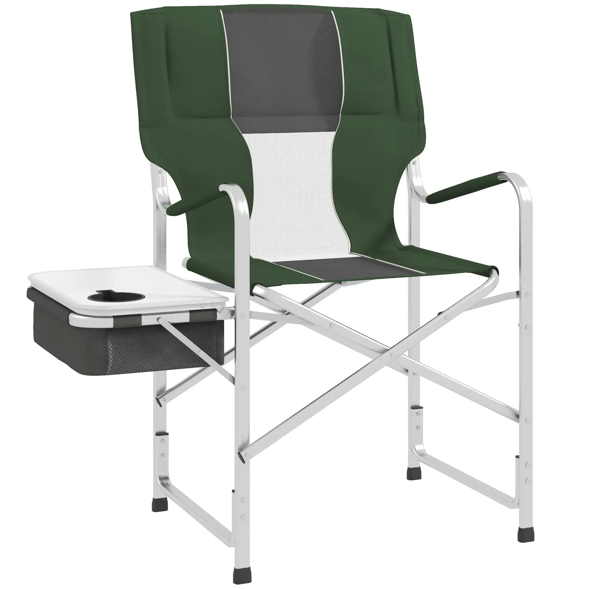 Bag - Aluminium Fast shipping Outsunny Chair, Camping Table Folding With Ergonomic Cooler Green