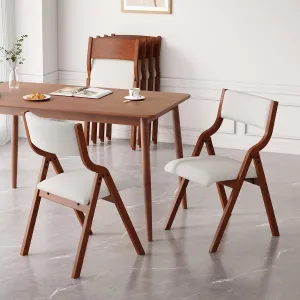 Ball & Cast Upholstered Folding Dining Chairs Set of 2, Foldable Wooden Chair 2-Pack, Portable Office Meeting-Chair for Kitchen Outdoor Activity, Easy Carry & Storage, Cherry Cream