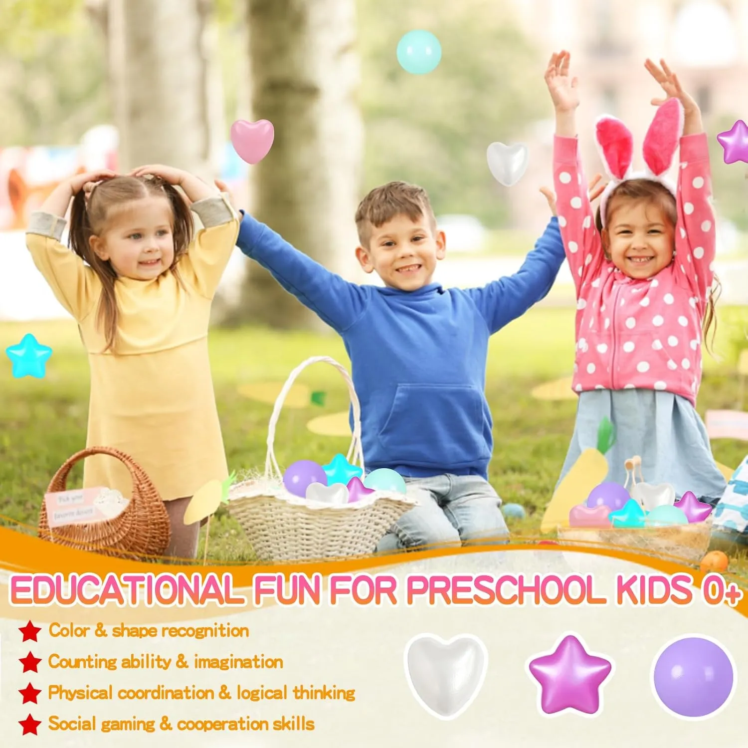 Ball Pit Balls 100 200 500 1000 Plastic Balls for Toddlers Phthalate Free BPA Free Crush Proof Balls in Reusable Play Toys for Kids with Storage Bag Indoor Outdoor