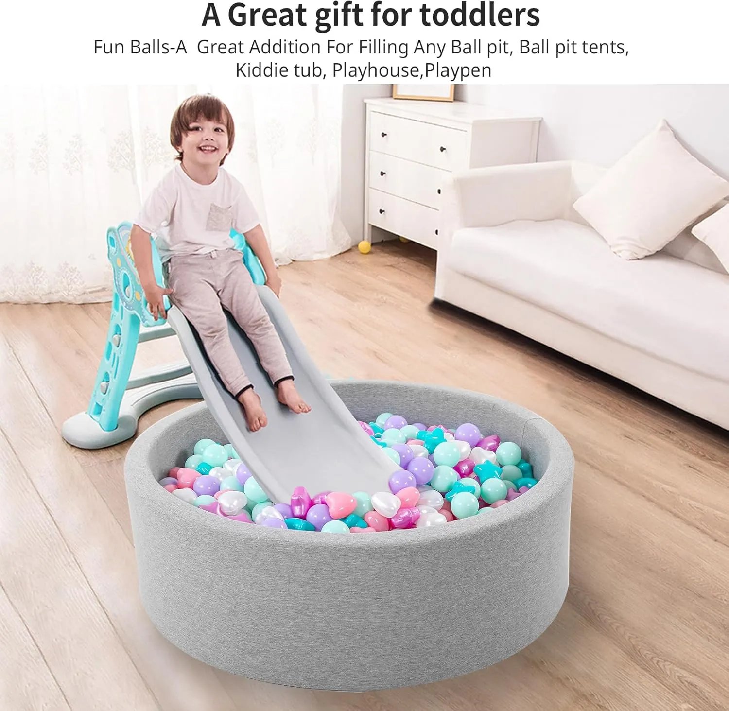 Ball Pit Balls 100 200 500 1000 Plastic Balls for Toddlers Phthalate Free BPA Free Crush Proof Balls in Reusable Play Toys for Kids with Storage Bag Indoor Outdoor