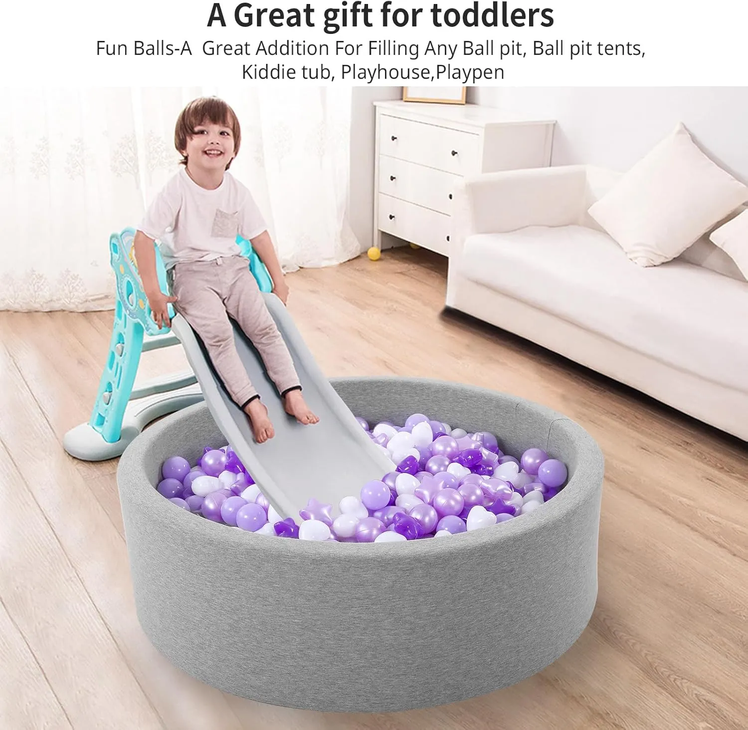 Ball Pit Balls 100 200 500 1000 Plastic Balls for Toddlers Phthalate Free BPA Free Crush Proof Balls in Reusable Play Toys for Kids with Storage Bag Indoor Outdoor