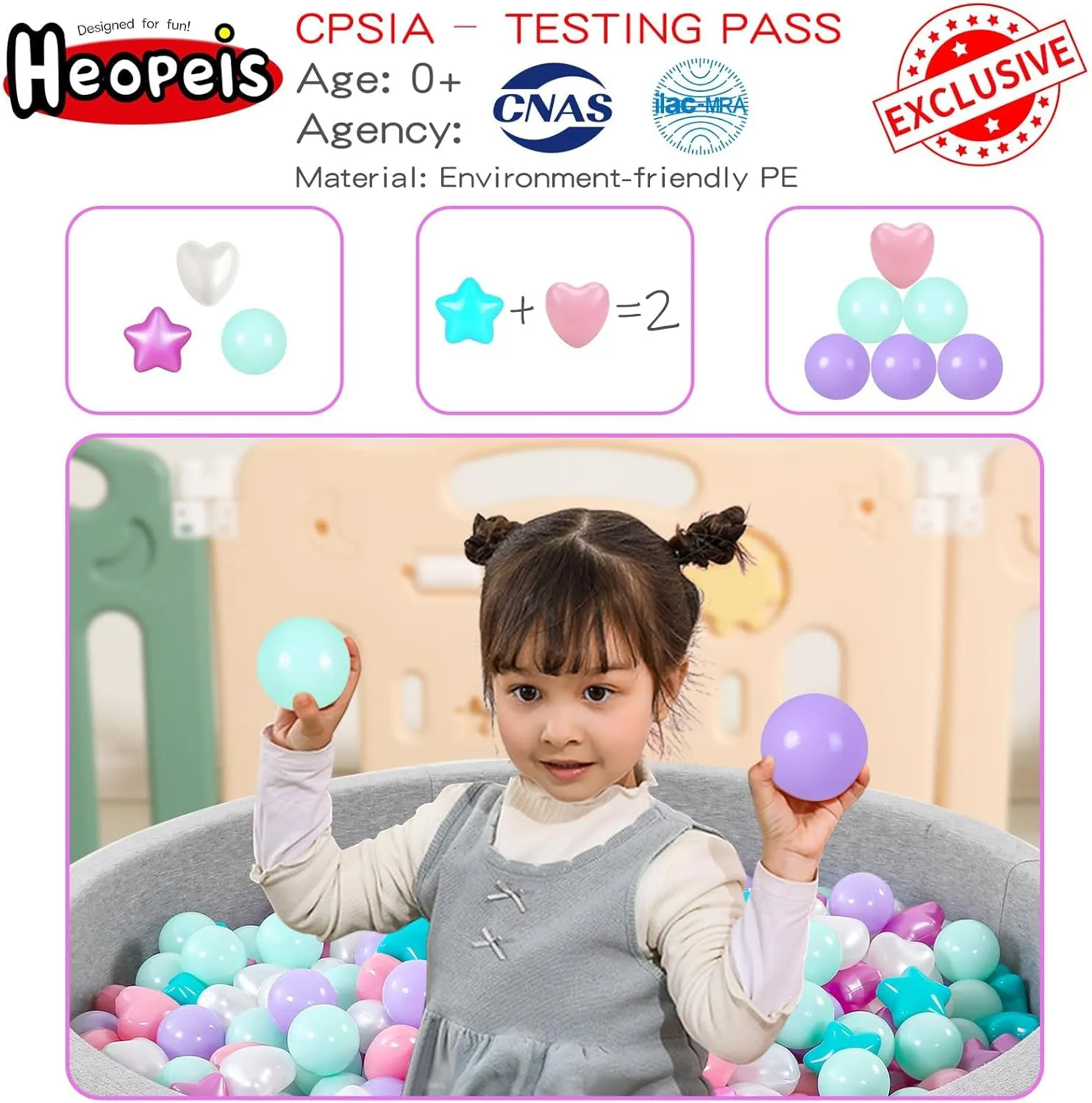Ball Pit Balls 100 200 500 1000 Plastic Balls for Toddlers Phthalate Free BPA Free Crush Proof Balls in Reusable Play Toys for Kids with Storage Bag Indoor Outdoor