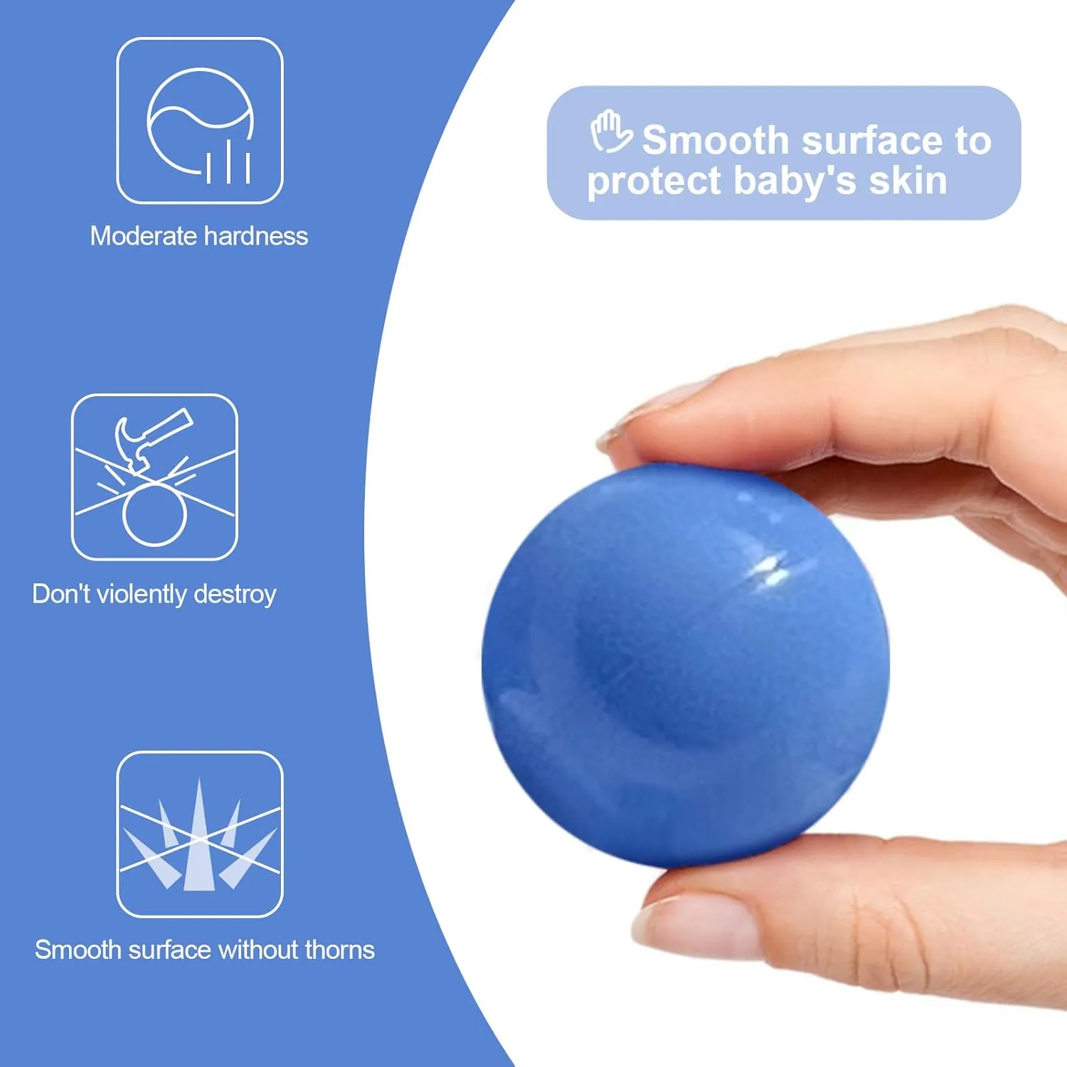Ball Pit Balls 100 for Toddlers Crush Proof Plastic Balls for Ball Pit Phthalate Free BPA Free Colorful Pit Balls for Kids Babies Pool Play Tent Gift 2.2 Inches (Blue White Light Blue)