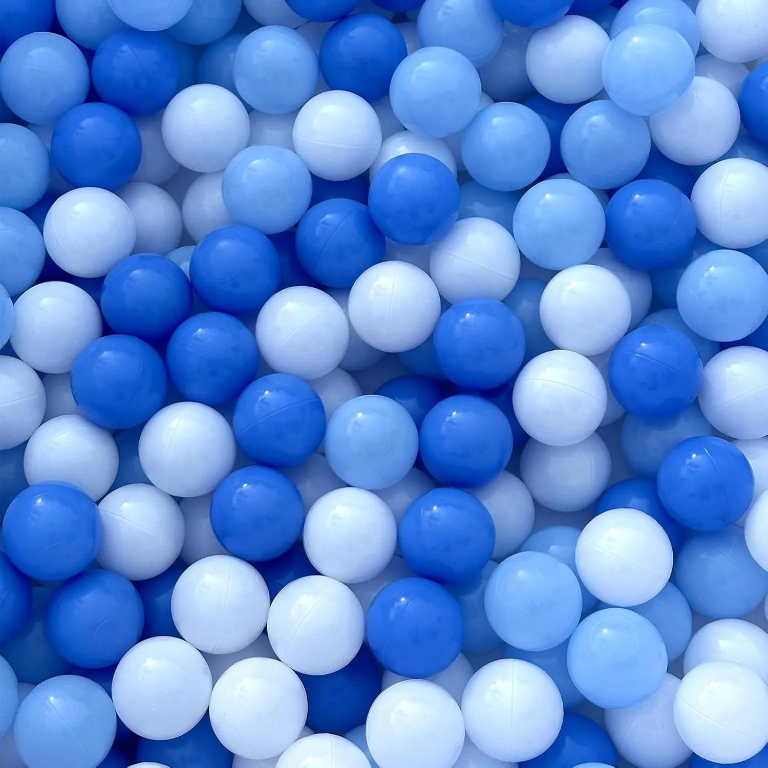 Ball Pit Balls 100 for Toddlers Crush Proof Plastic Balls for Ball Pit Phthalate Free BPA Free Colorful Pit Balls for Kids Babies Pool Play Tent Gift 2.2 Inches (Blue White Light Blue)