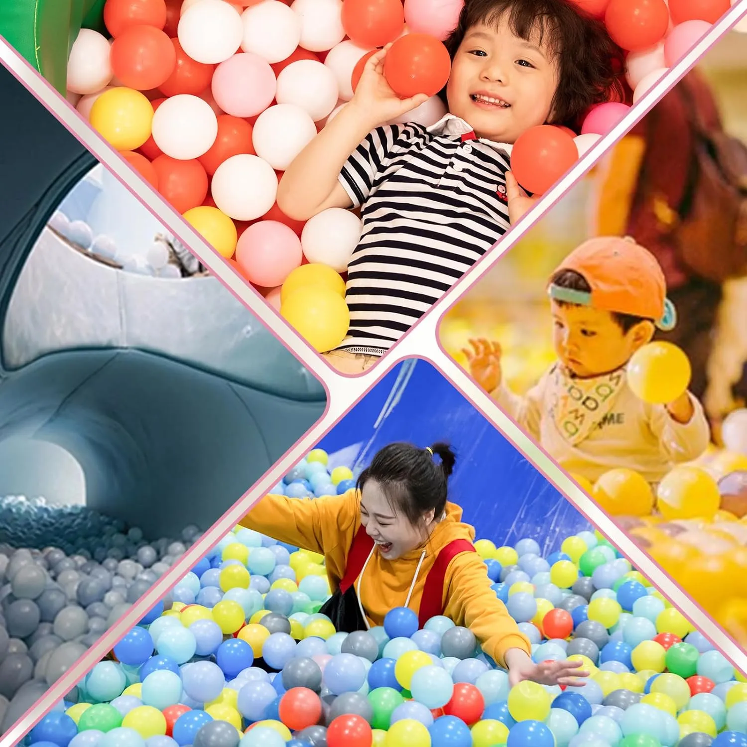 Ball Pit Balls for Kids, Pool Toys Thicken Soft Plastic Balls for Ball Pit BPA Free Toddler Toy White Clear and Pink 100pcs