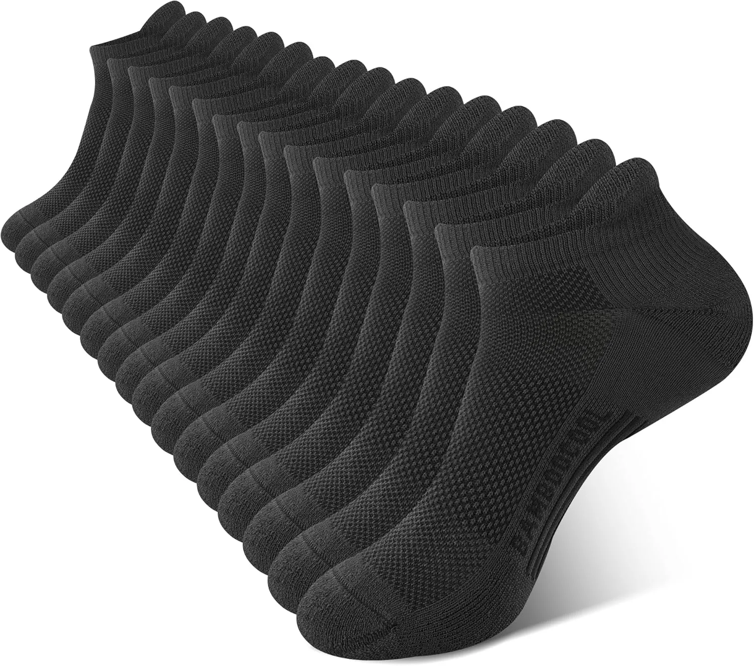 BAMBOO COOL Men's Ankle Socks Athletic Cushioned Moisture Wicking, Running Socks Arch Support Breathable, Heel Tab 8 Pack
