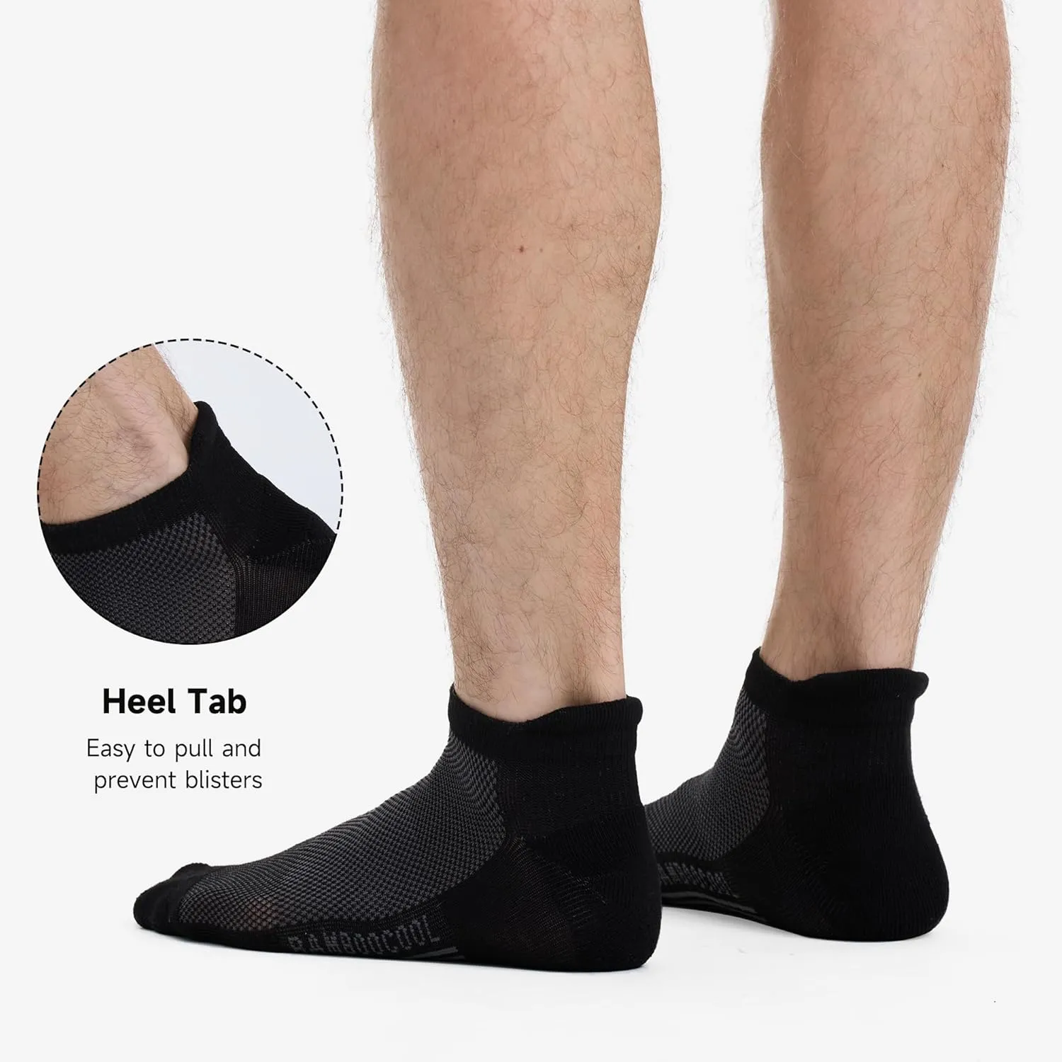 BAMBOO COOL Men's Ankle Socks Athletic Cushioned Moisture Wicking, Running Socks Arch Support Breathable, Heel Tab 8 Pack