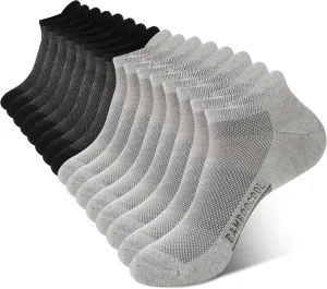 BAMBOO COOL Men's Ankle Socks Athletic Cushioned Moisture Wicking, Running Socks Arch Support Breathable, Heel Tab 8 Pack