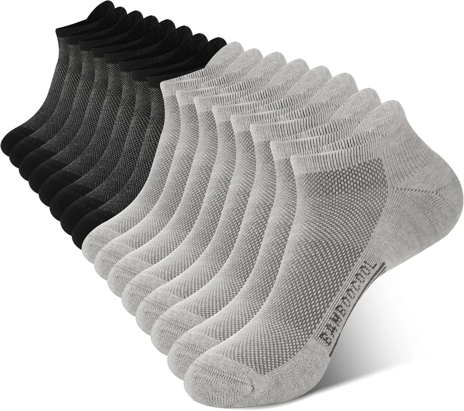BAMBOO COOL Men's Ankle Socks Athletic Cushioned Moisture Wicking, Running Socks Arch Support Breathable, Heel Tab 8 Pack
