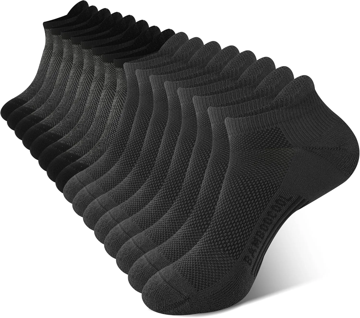 BAMBOO COOL Men's Ankle Socks Athletic Cushioned Moisture Wicking, Running Socks Arch Support Breathable, Heel Tab 8 Pack