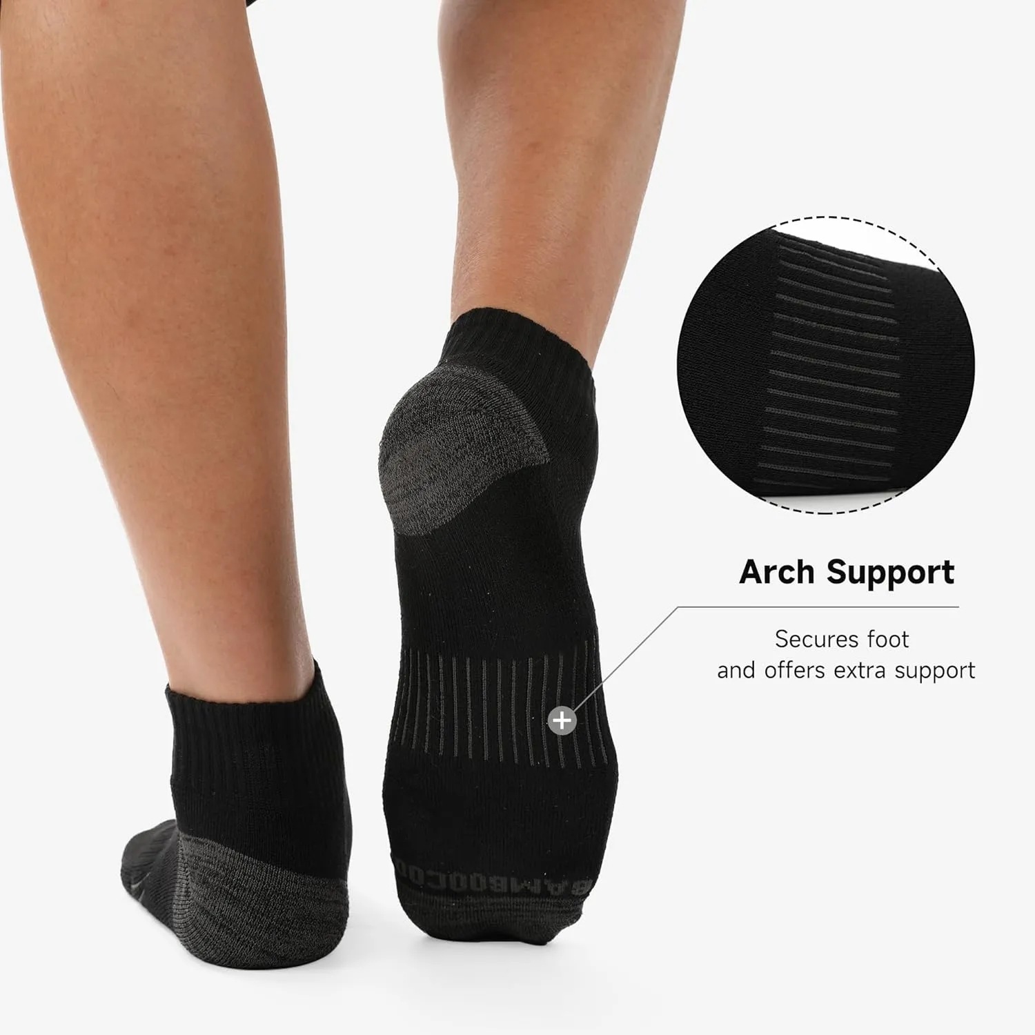BAMBOO COOL Men's Ankle Socks Athletic Low Cut Cushioned Moisture Wicking, Running Socks Arch Support Breathable, 6 Pack