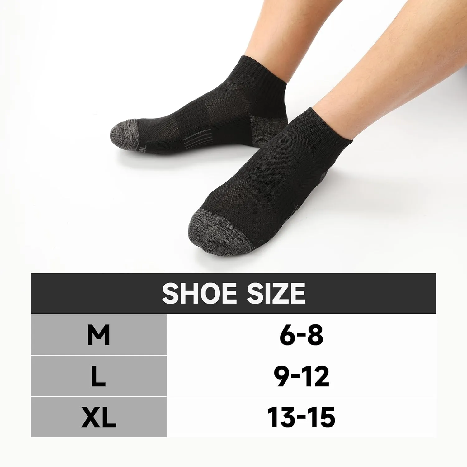 BAMBOO COOL Men's Ankle Socks Athletic Low Cut Cushioned Moisture Wicking, Running Socks Arch Support Breathable, 6 Pack