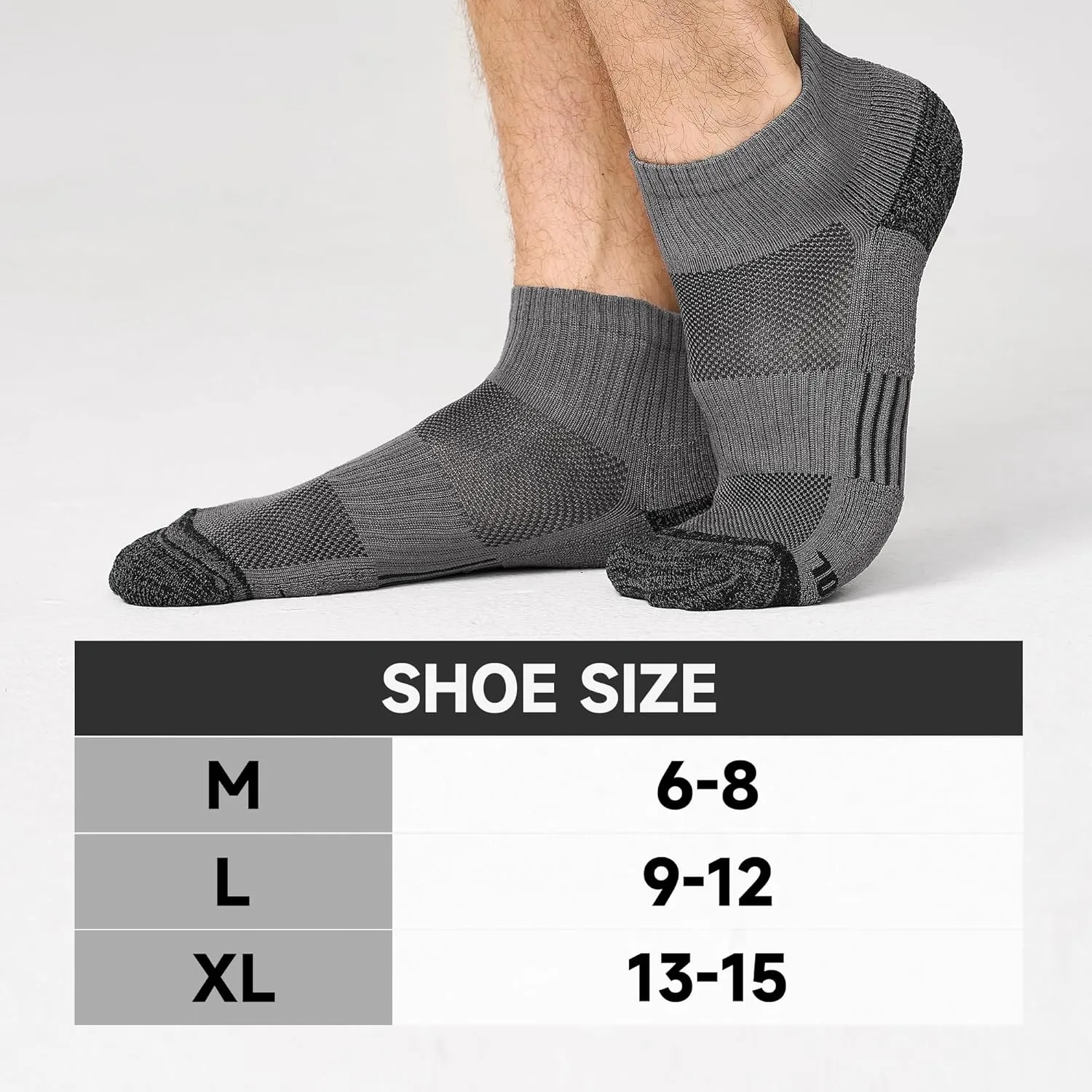 BAMBOO COOL Men's Ankle Socks Athletic Low Cut Cushioned Moisture Wicking, Running Socks Arch Support Breathable, 6 Pack