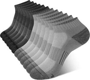 BAMBOO COOL Men's Ankle Socks Athletic Low Cut Cushioned Moisture Wicking, Running Socks Arch Support Breathable, 6 Pack