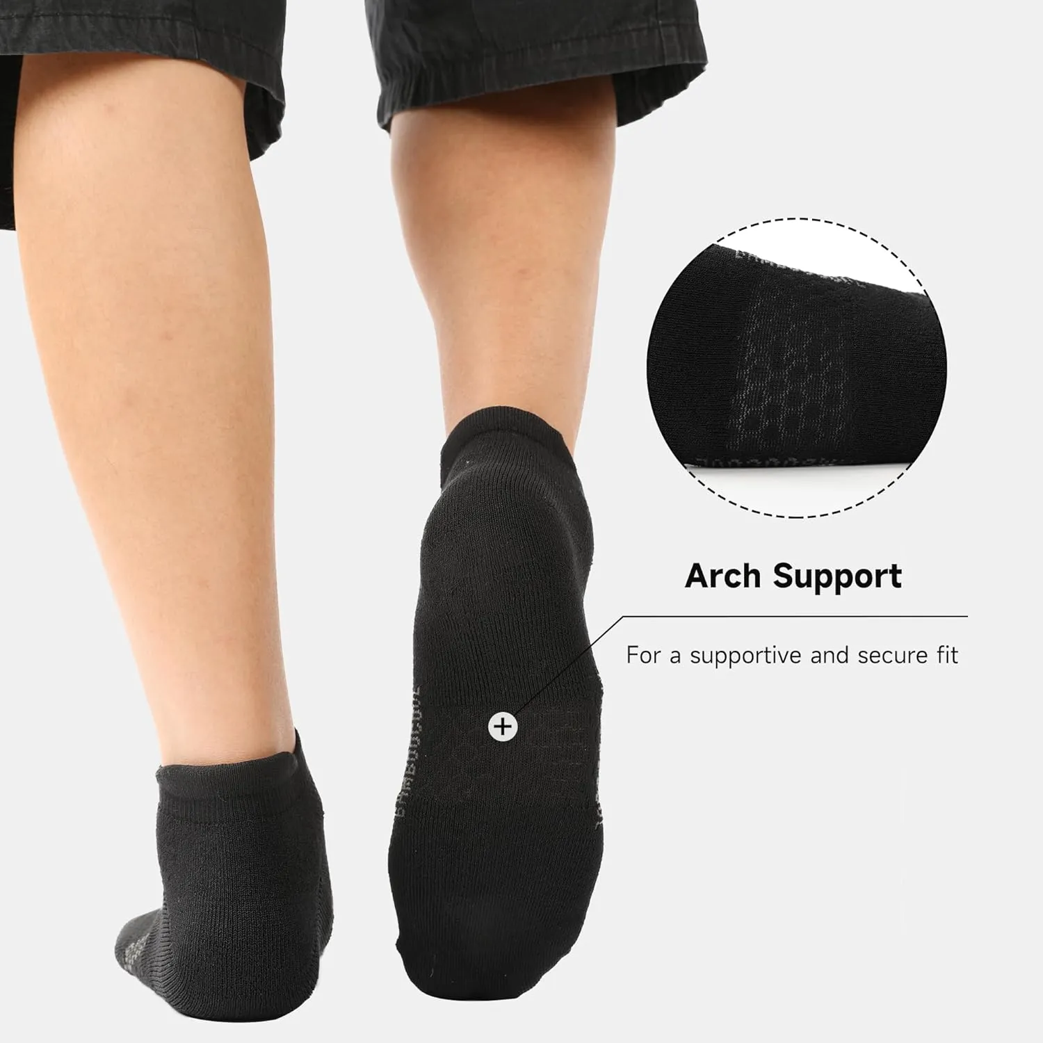 BAMBOO COOL Men's Ankle Socks Athletic Low Cut Cushioned Moisture Wicking, Running Socks Arch Support Breathable, 6 Pack