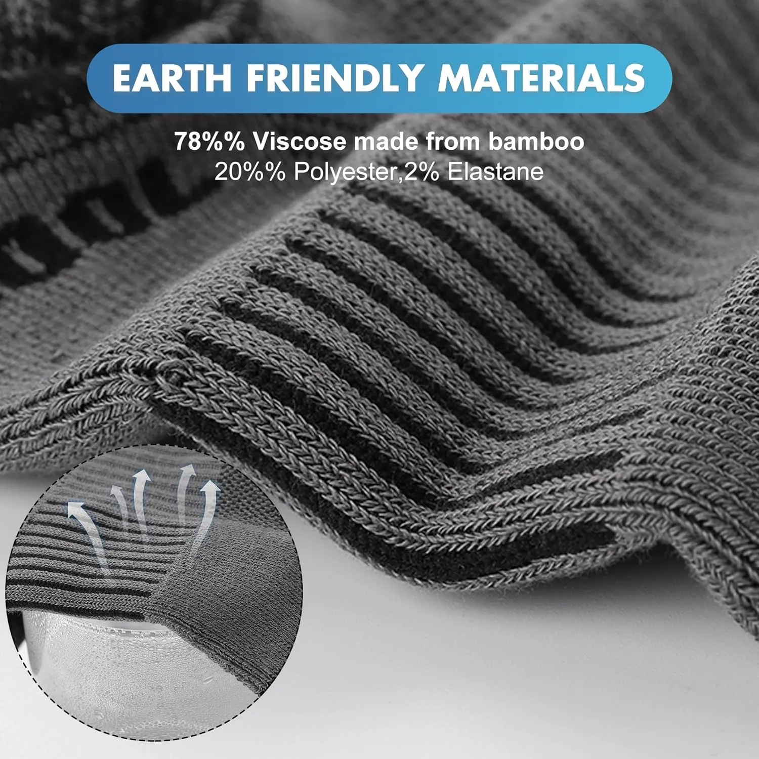 BAMBOO COOL Men's Ankle Socks Athletic Low Cut Cushioned Moisture Wicking, Running Socks Arch Support Breathable, 6 Pack