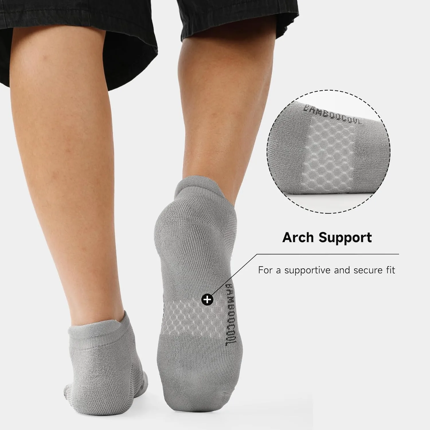 BAMBOO COOL Men's Ankle Socks Athletic Low Cut Cushioned Moisture Wicking, Running Socks Arch Support Breathable, 6 Pack