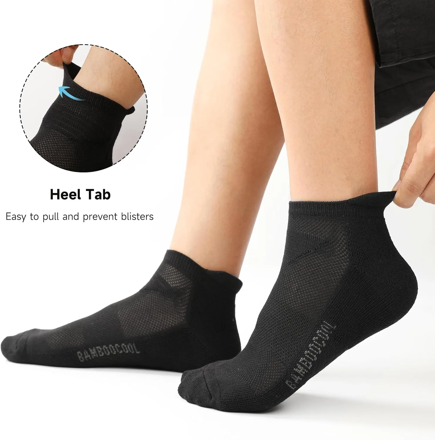 BAMBOO COOL Men's Ankle Socks Athletic Low Cut Cushioned Moisture Wicking, Running Socks Arch Support Breathable, 6 Pack