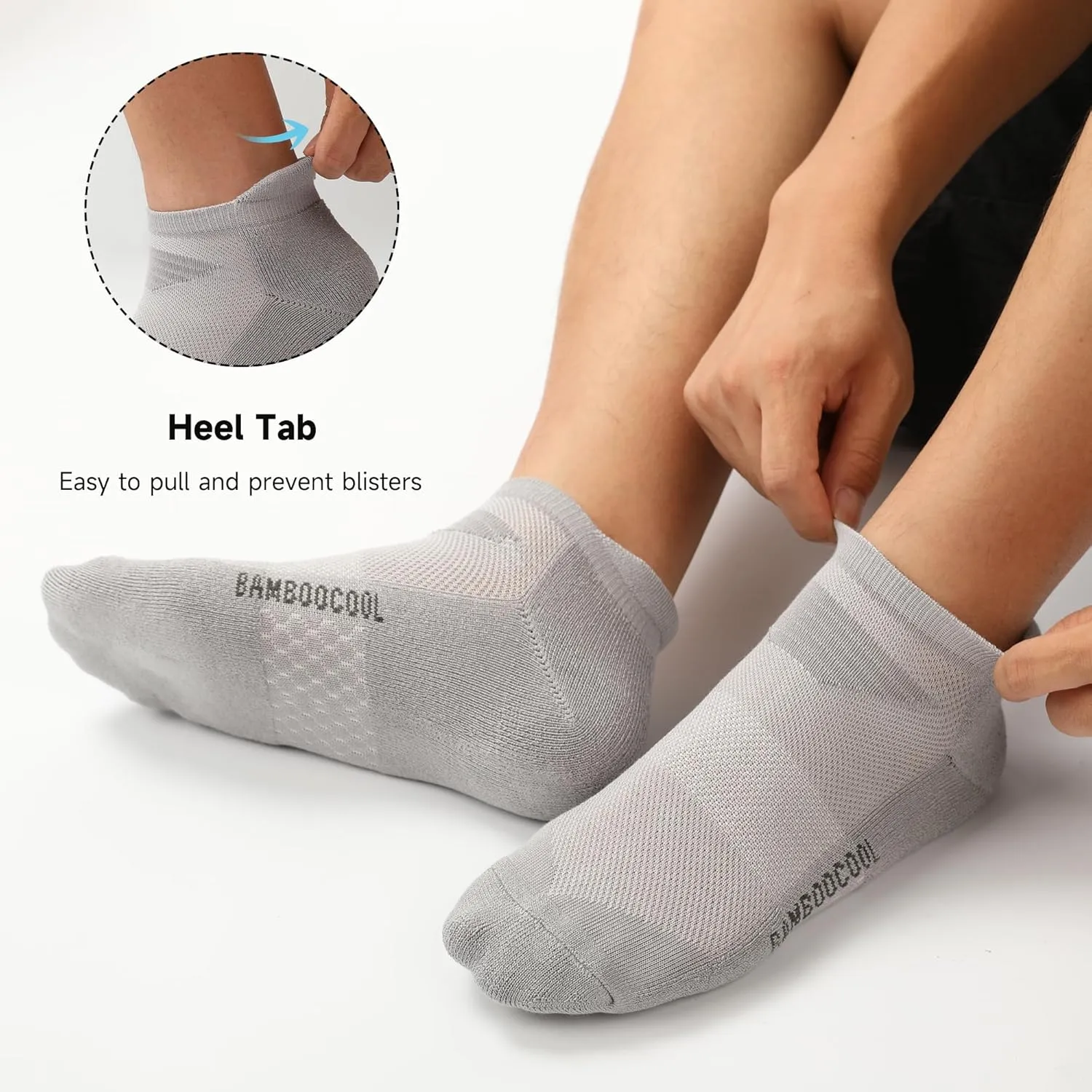 BAMBOO COOL Men's Ankle Socks Athletic Low Cut Cushioned Moisture Wicking, Running Socks Arch Support Breathable, 6 Pack