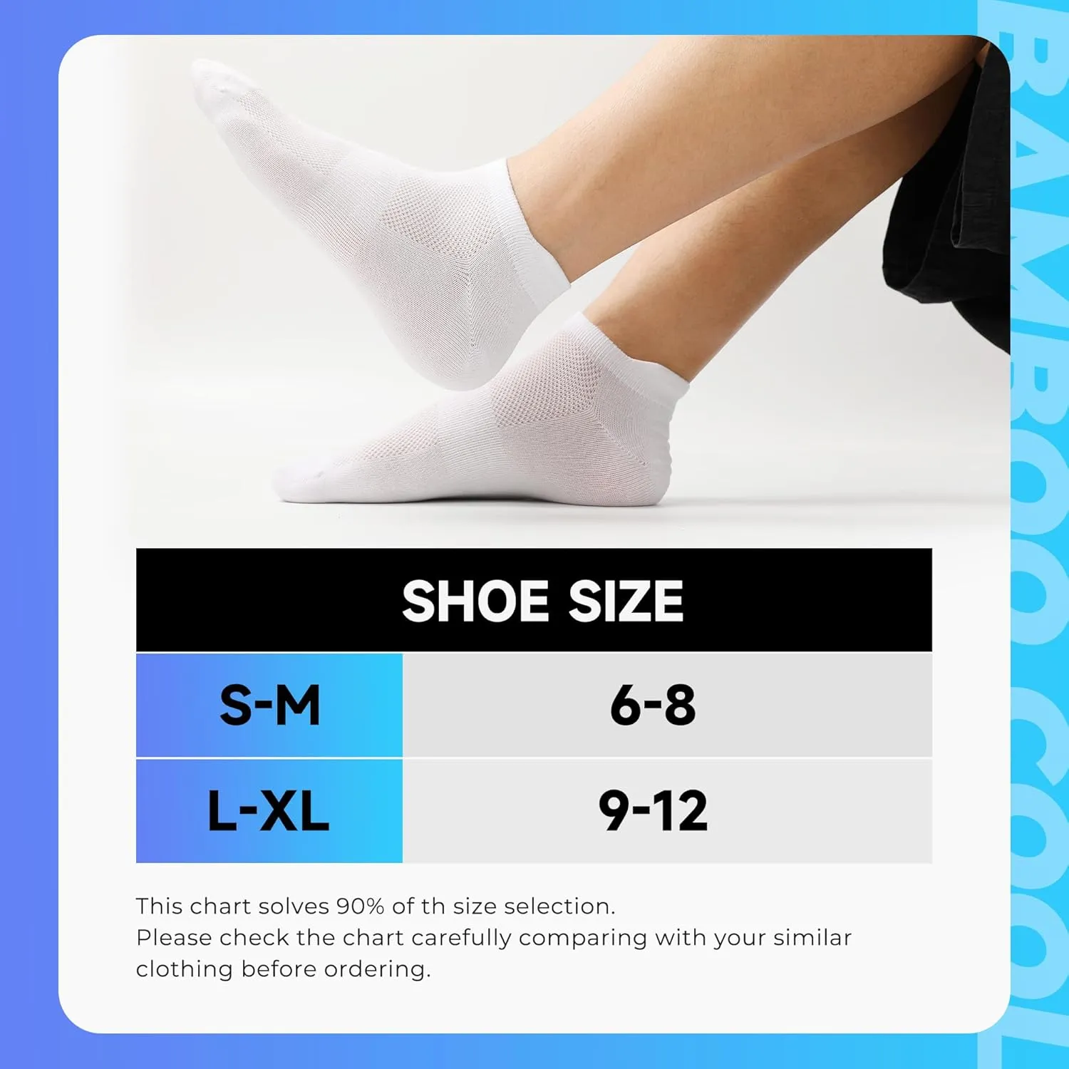 BAMBOO COOL Men's Ankle Socks Athletic Low Cut Heel Tab Cushioned Moisture Wicking, Running Arch Support Breathable, 8 Pack