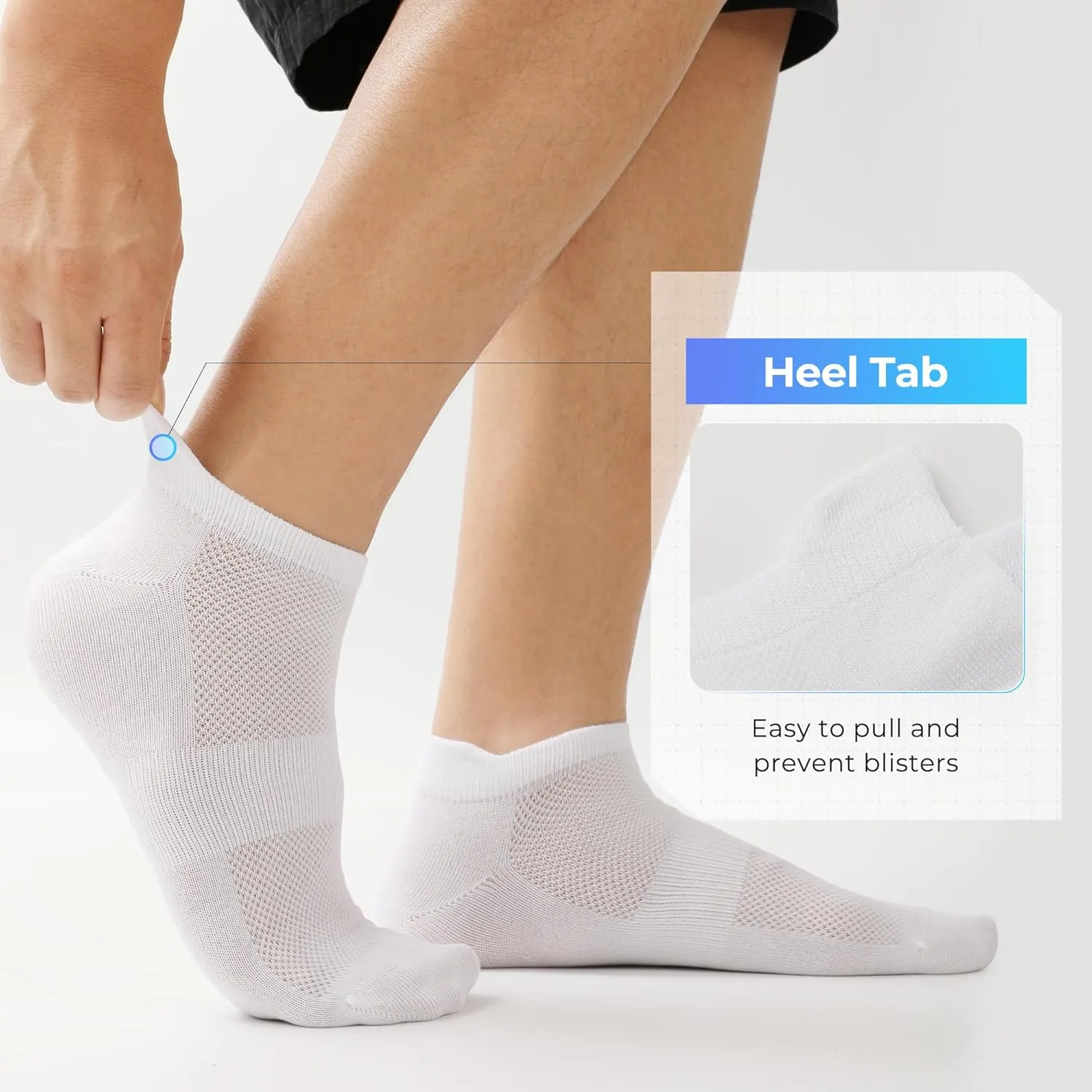 BAMBOO COOL Men's Ankle Socks Athletic Low Cut Heel Tab Cushioned Moisture Wicking, Running Arch Support Breathable, 8 Pack