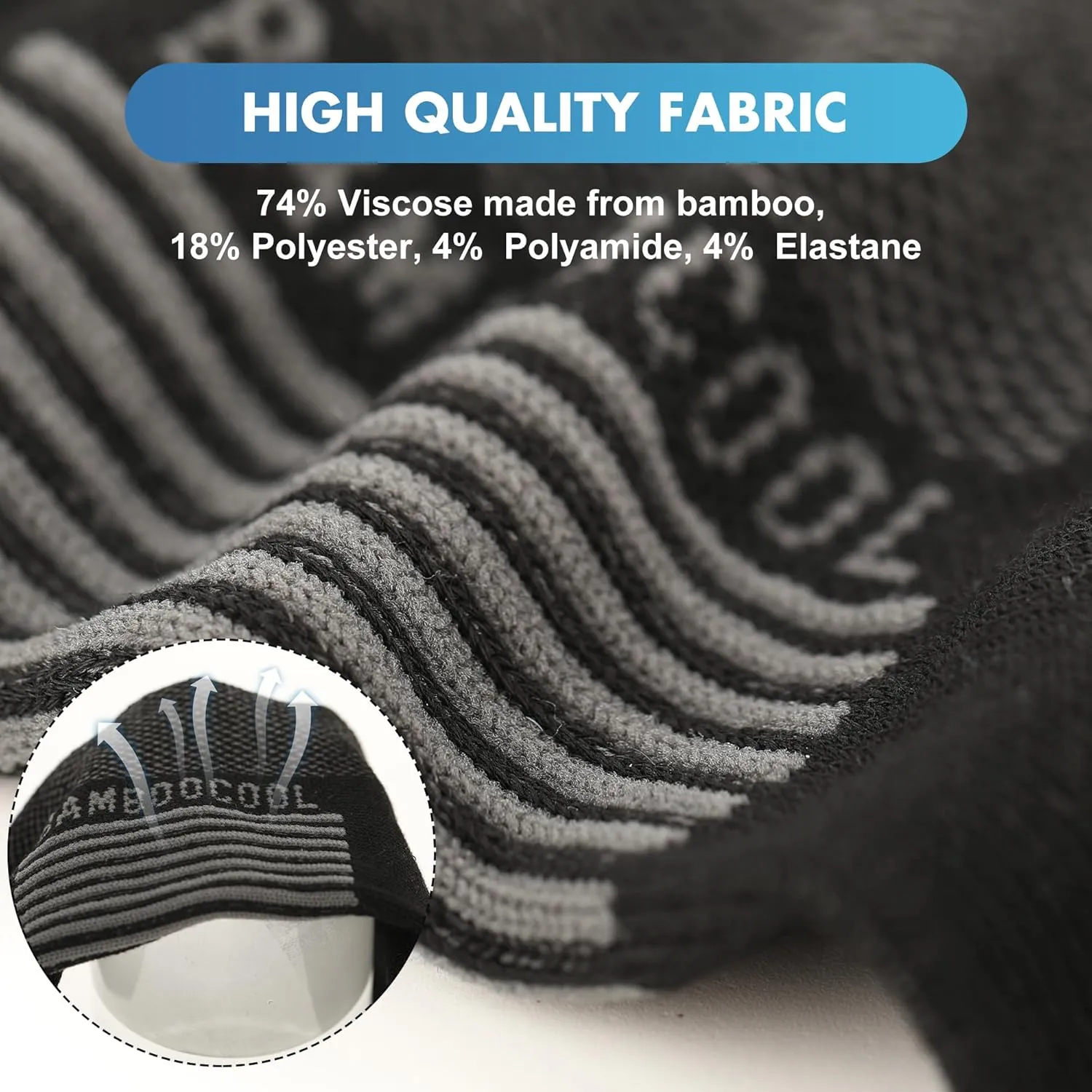 BAMBOO COOL Men's Athletic Ankle Socks Cushioned Moisture Wicking, Low Cut Running Mesh Socks Arch Support, 8 Pack