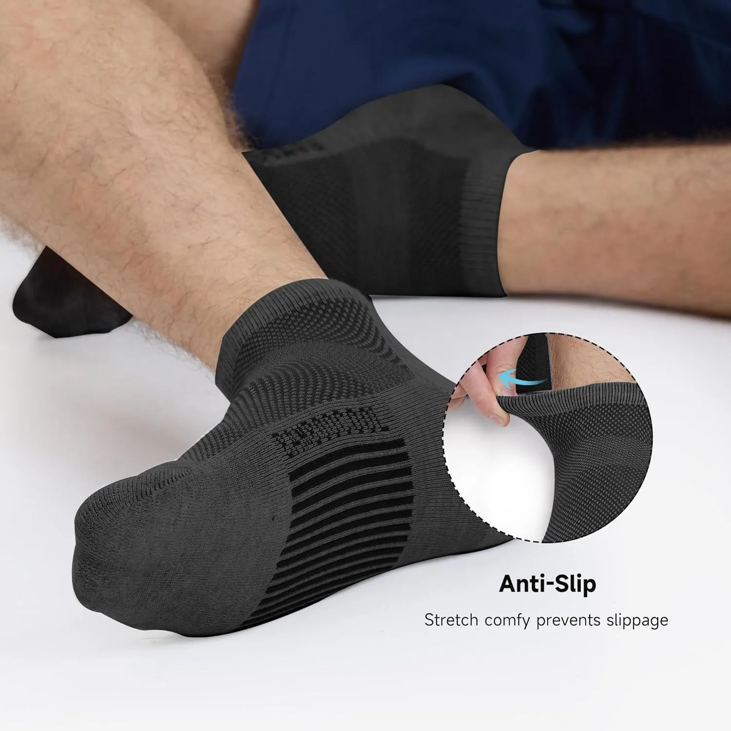 BAMBOO COOL Men's Athletic Ankle Socks Cushioned Moisture Wicking, Low Cut Running Mesh Socks Arch Support, 8 Pack