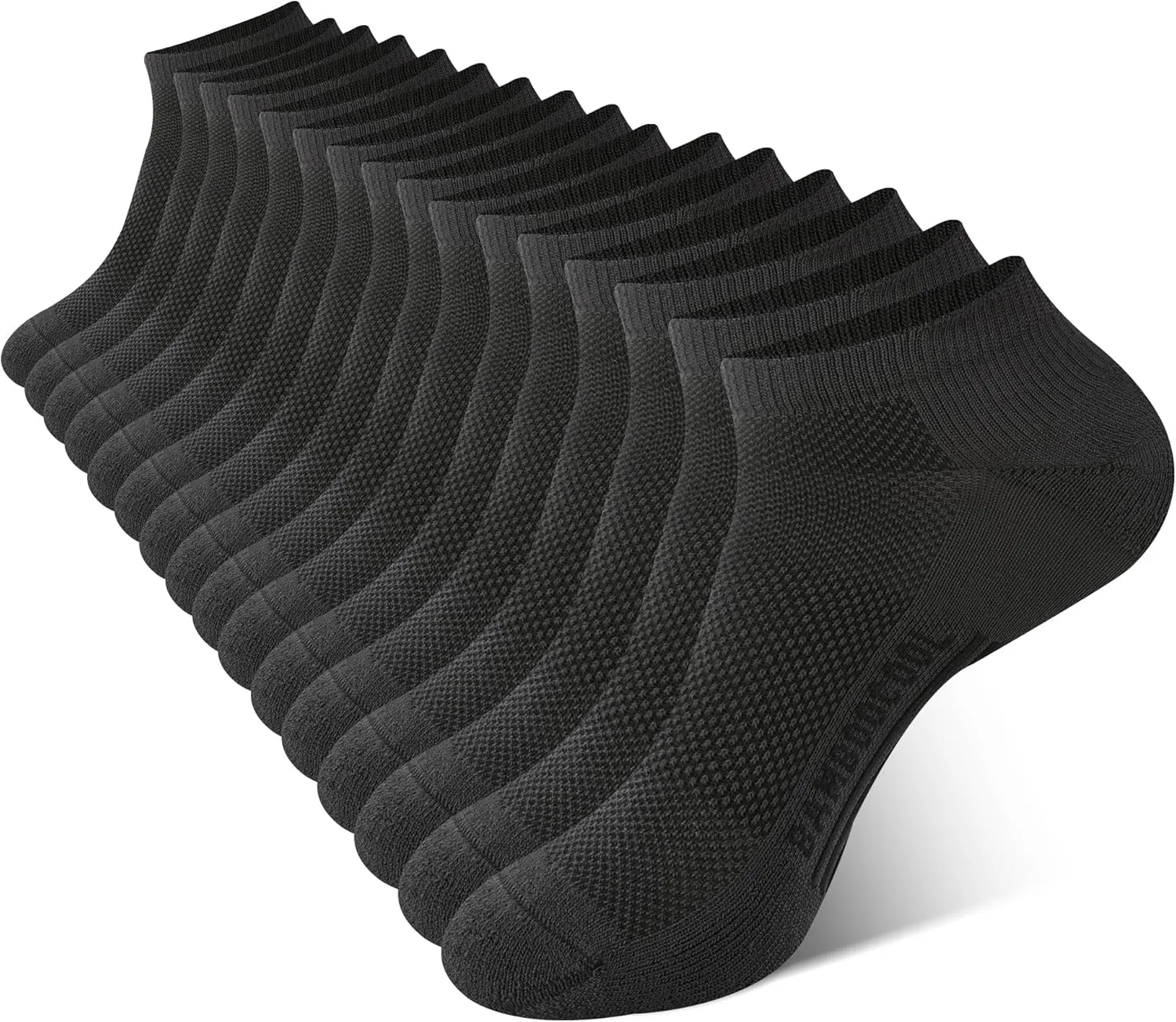 BAMBOO COOL Men's Athletic Ankle Socks Cushioned Moisture Wicking, Low Cut Running Mesh Socks Arch Support, 8 Pack