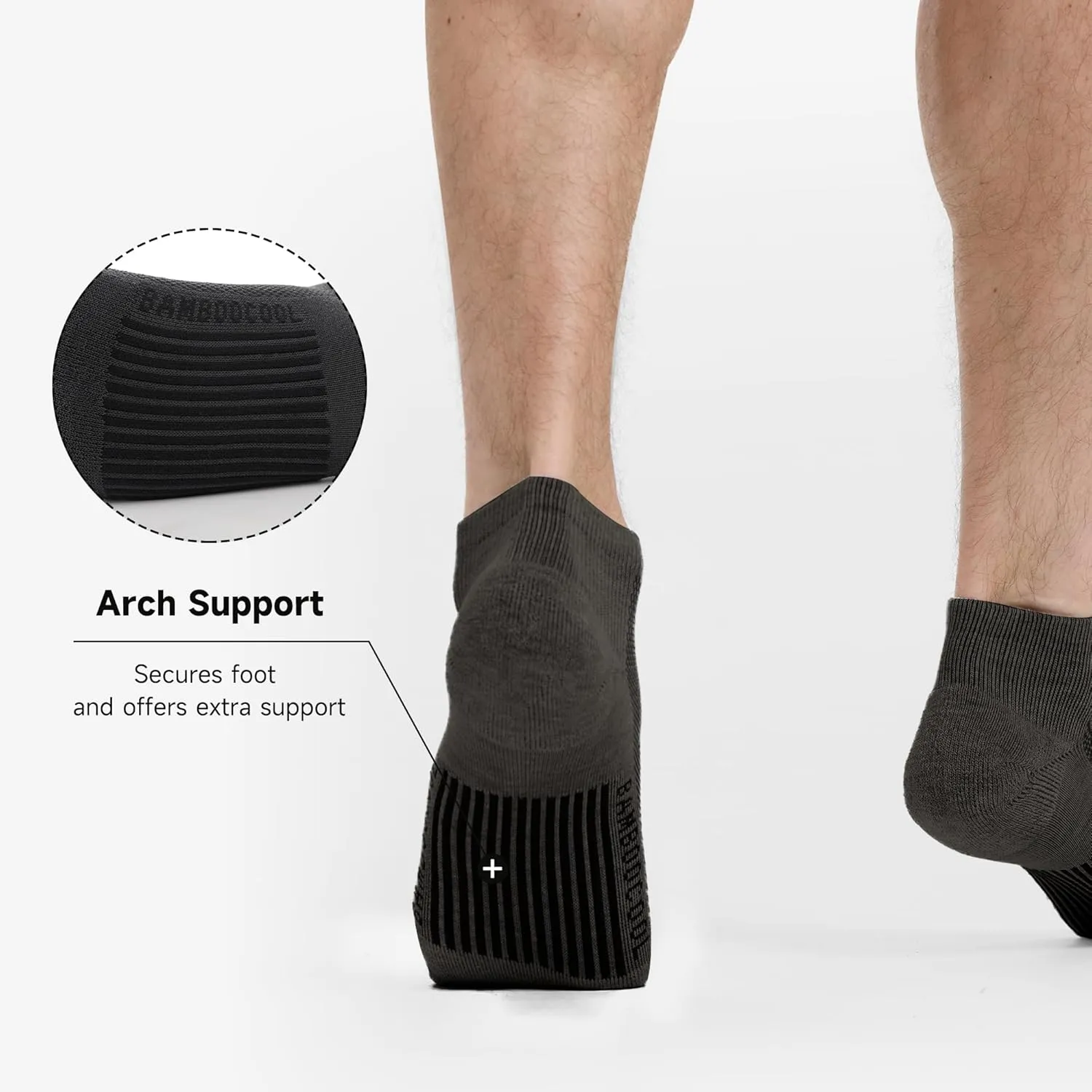 BAMBOO COOL Men's Athletic Ankle Socks Cushioned Moisture Wicking, Low Cut Running Mesh Socks Arch Support, 8 Pack