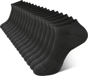 BAMBOO COOL Men's Athletic Ankle Socks Cushioned Moisture Wicking, Low Cut Running Mesh Socks Arch Support, 8 Pack