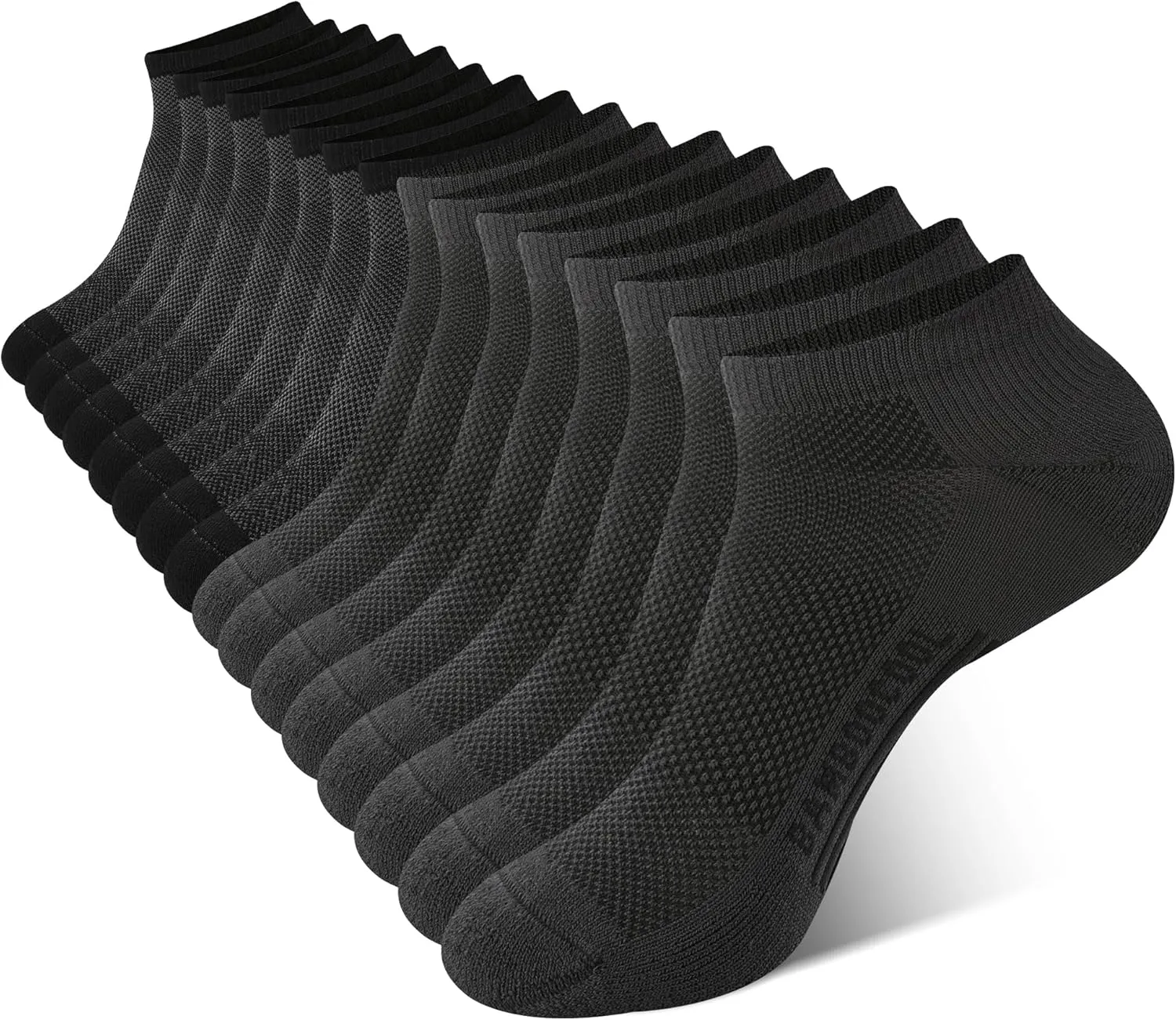BAMBOO COOL Men's Athletic Ankle Socks Cushioned Moisture Wicking, Low Cut Running Mesh Socks Arch Support, 8 Pack