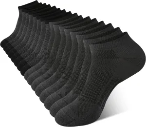 BAMBOO COOL Men's Athletic Ankle Socks Cushioned Moisture Wicking, Low Cut Running Mesh Socks Arch Support, 8 Pack