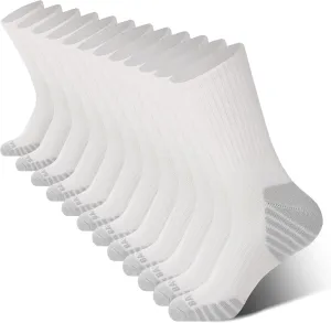 BAMBOO COOL Men's Crew Socks Athletic Running Sports Socks, Cushioned Moisture Wicking, Breathable Arch Support 6 Pack