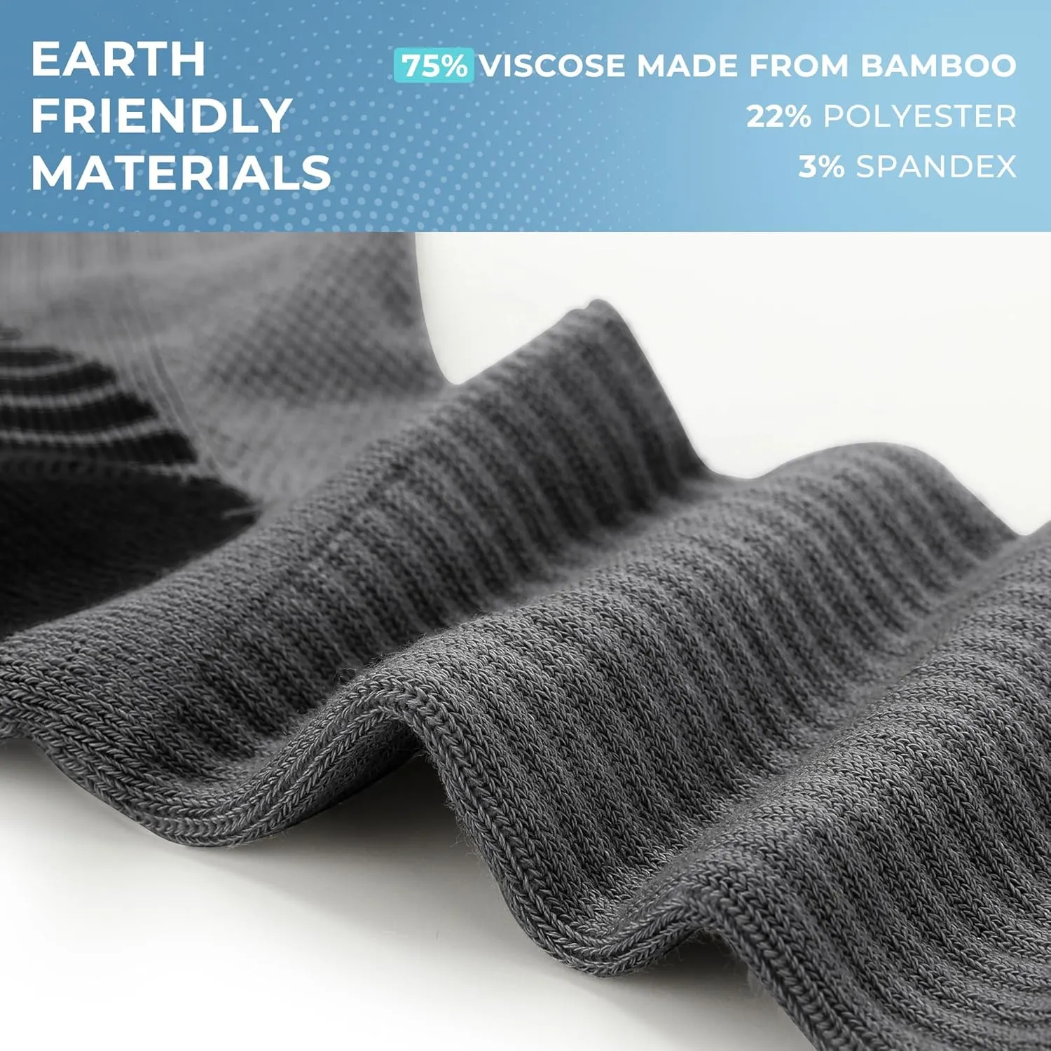 BAMBOO COOL Men's Crew Socks Athletic Running Sports Socks, Cushioned Moisture Wicking, Breathable Arch Support 6 Pack